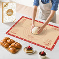 Non-Slip Silicone Baking Mat - 26x16 inch Extra Thick Pastry Mat with Measurements for Sourdough, Macarons, Bread, Pizza, Dough Rolling, Kneading, Heat Resistant to 480°F Gift for Baker