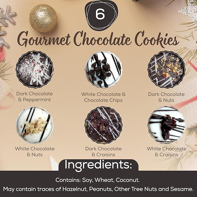 Pastry Perks Christmas Holiday Thanksgiving Gift Basket 12 Gourmet Chocolate-Covered Cookies, Holiday Gift Box for Men, Women, and Grandma – Birthday Treats & Food Delivery Ideas