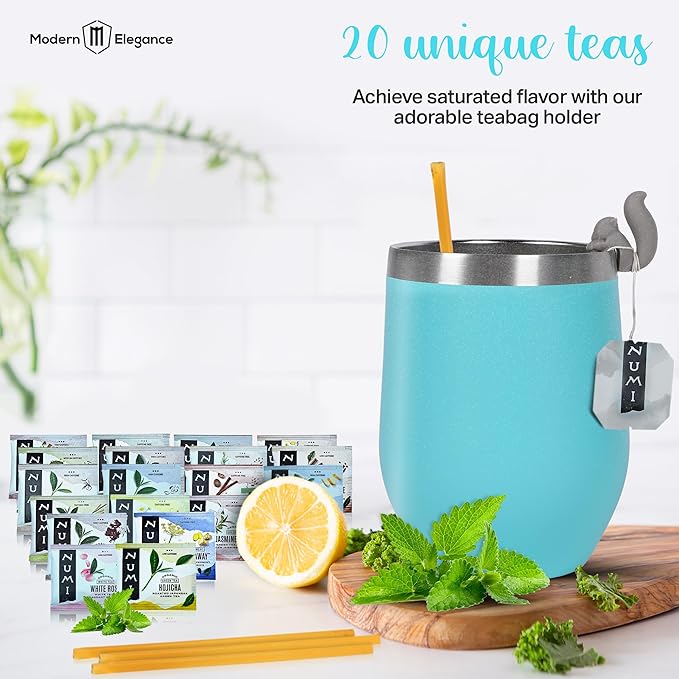 Organic Gift Set with Portable Kettle - 36 Piece Gift for Tea Lovers - Includes Insulated Mug, Assorted Organic Teas, Honey Sticks & Accessories - Ultimate Brewing Experience