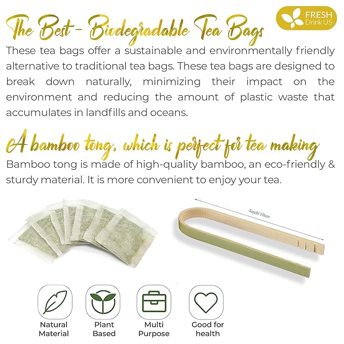 FreshDrinkUS, Premium 80 Mullein Leaf Tea Bags – 100% Natural, Pure, & Caffeine-Free Herbal Tea for Lung – Loose Leaf, No Sugar, Vegan, Gluten-Free, Made with Natural Material Tea Bags