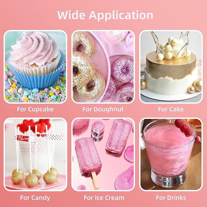 Edible Glitter Spray - 3/4oz Luster Dust Edible Food Grade Glitter Shimmer Dust Powder for Cocktails, Drinks, Cake Decorating - Metallic Food Coloring Powder for Wine, Candy, Cookie, Icing (Red)