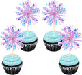 30 PCS Foil Firework Cupcake Toppers Sparkle Tinsel Cupcake Picks Happy Birthday Cake Toppers Drink Stirrers Cocktail Food Fruit Toothpicks for Baby Shower Birthday Party Decorations Supplies Purple