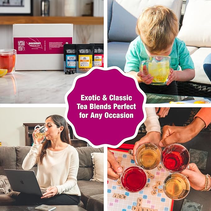 Tiesta Tea - Discovery Sampler Dry Flight Set, Loose Leaf, High to No Caffeine, Hot & Iced Up to 200 Cups, Tea Variety Pack with Green, Herbal, Black & Chai Brew, 20 Resealable Sample Pouches