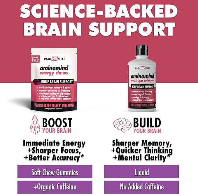 HEALTH DIRECT - AminoMind Energy Chews - Passionfruit Guava - 56 Chews - Optimal Cognitive Function