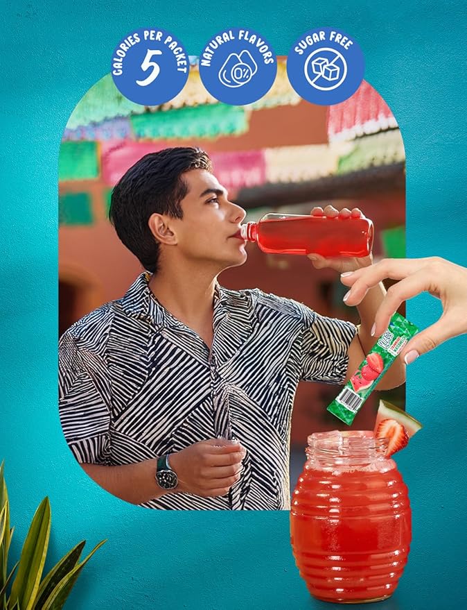 Klass Aguas Frescas | Drink Mix Strawberry Watermelon | Sugar Free! (40 Count Powder Stick Packs)