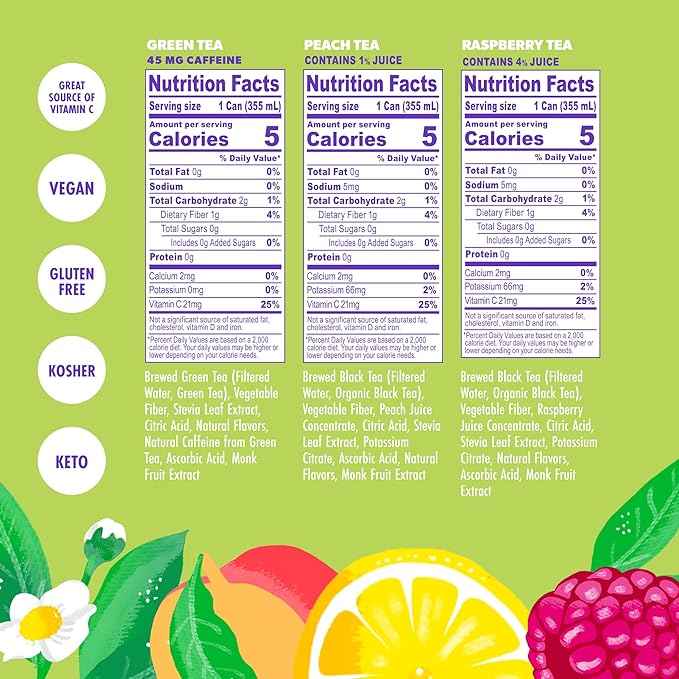 Swoon Best Sellers Pack - Low Carb, Paleo-Friendly, Gluten-Free Keto Drink - Made with 100% Natural Lemon Juice Concentrate, Sugar Free Iced Tea & Lemonade - 12 fl oz (Pack of 12)