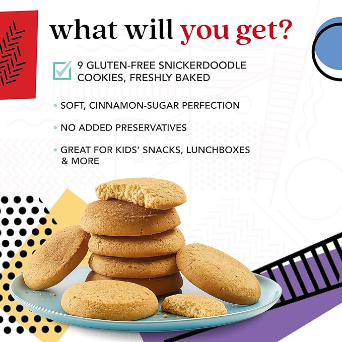 David's Cookies Gluten-Free Snickerdoodle Cookies 9-pack - Gourmet Cookies with No Added Preservatives - Fresh Bakery Dessert - Toddler and Kids Snacks for School