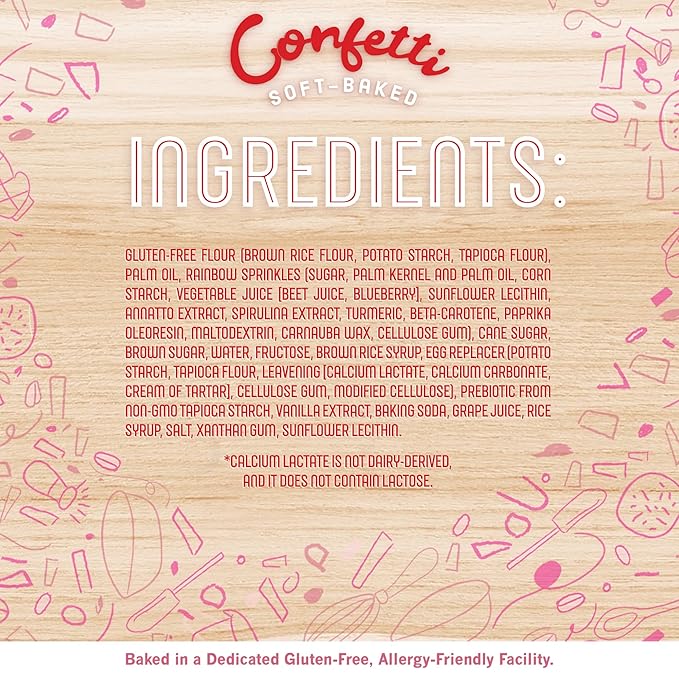 Cybele’s Free To Eat Gluten-Free & Vegan Cookies - Plant-Based, Dairy, Soy, & Nut Free - Soft-Baked School Safe Snack For Kids & Adults - 12 Cookies Per 6 oz Box (Confetti, Pack of 1)