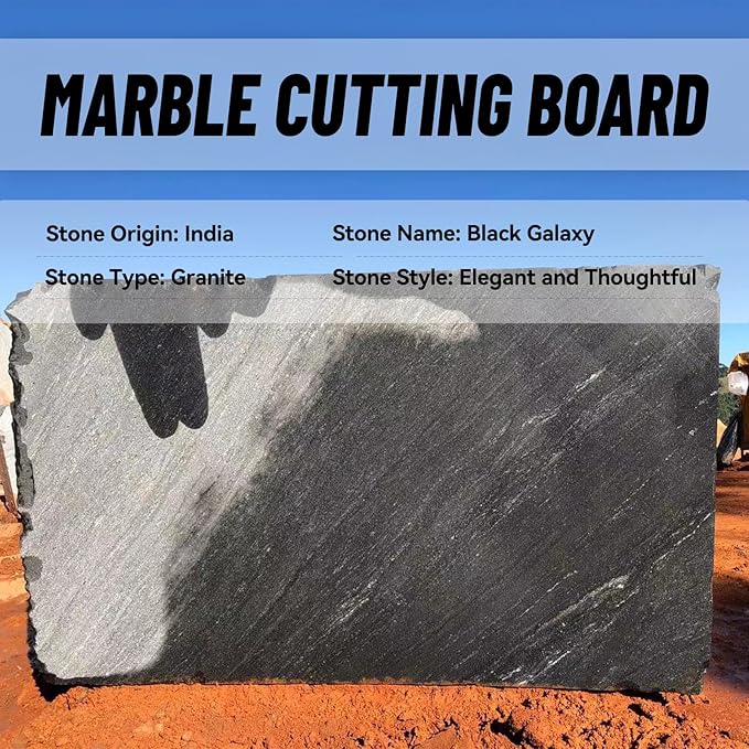 Koville Indian Natural Marble Cutting Board for Kitchen, 11inch Round Hand Crafted Marble Slab for Cheese, Charcuterie, Pastry Board - Wedding Gift, House Warming Gift(Black Galaxy)