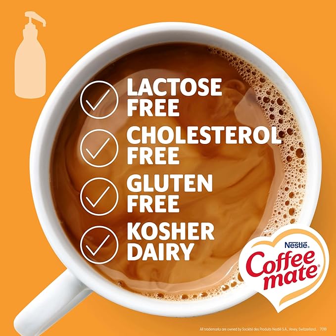 Nestle Coffee mate Coffee Creamer, Caramel, Liquid Concentrate Pump Bottle, Non Dairy, No Refrigeration, 50.7 fl oz (Pack of 6)