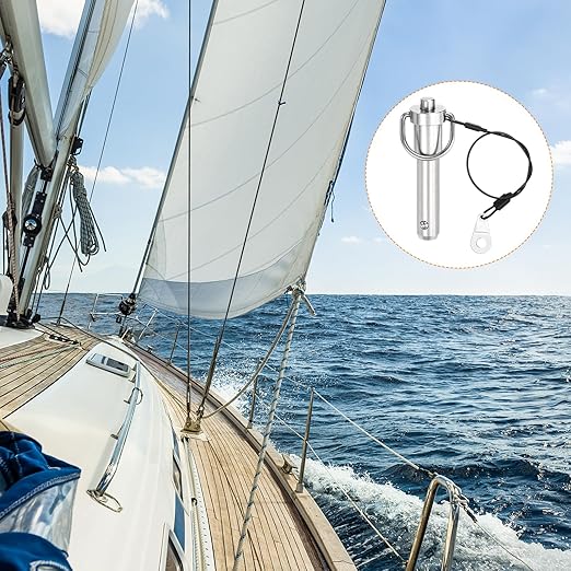 uxcell 2 Pcs Quick Release Pin, 1/2" x 1.5"(Dia. x L) Push-Button Ball Locking Pin 304 Stainless Steel Ring Handle Locking Pin with Wire for Audio Bimini Top Marine, Silver