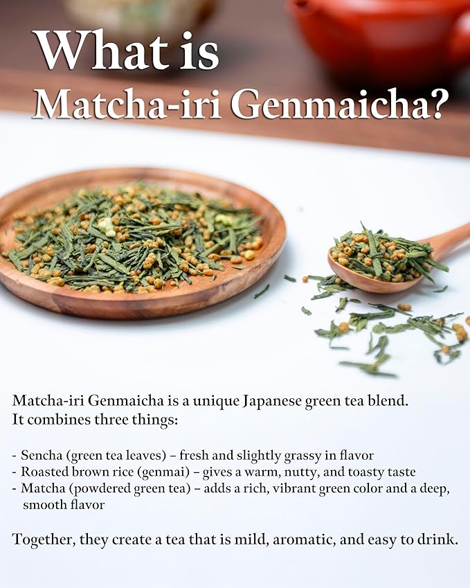 SUMIRE Japanese Genmaicha Brown Rice Green Tea, matcha Blend, Nutty Flavor