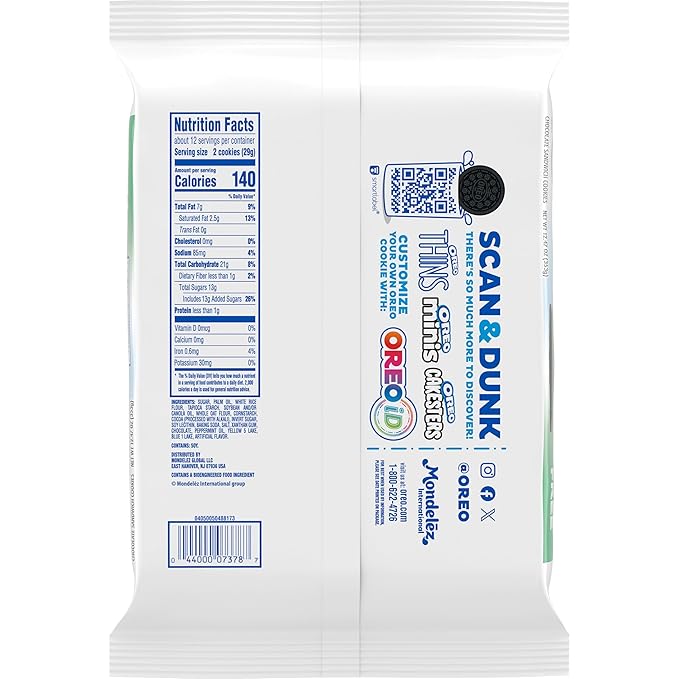 OREO Gluten Free Mint Creme Chocolate Sandwich Cookies, Gluten Free Cookies, 12 - 12.47 oz Packs