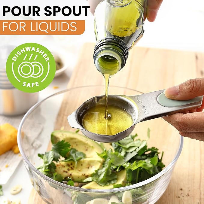 Spring Chef Magnetic Stainless Steel Measuring Cups (Patent Pending), Kitchen Tools with Easy to Read Markings for Measuring Dry or Liquid Ingredients, Set of 7, Winter Frost