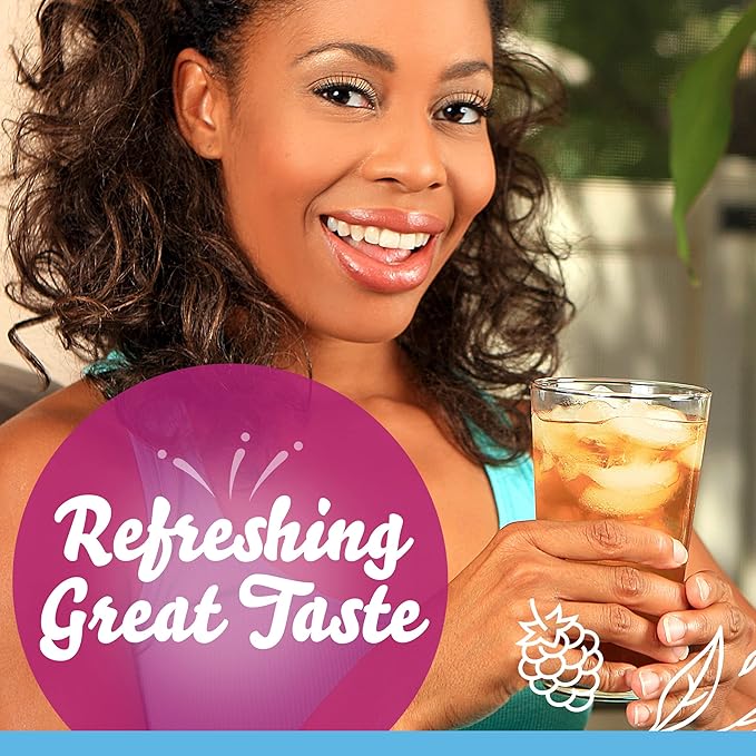 Crystal Light Raspberry Iced Tea Naturally Flavored Powdered Drink Mix, 72 ct Pack, 12 Canisters of 6 Pitcher Packets