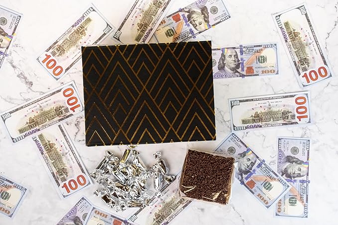 Luxe Billionaire Birthday Gift Box by Send A Cake – Music Box with Shooting Birthday Bills, Sweet Caramels & 3" Chocolate Sprinkle Crispy Cake – Ready-to-Gift, No Assembly, Gift for Women, Men & Kids