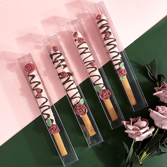 45 PCS Clear Pretzel Rod Boxes 1x1x8 Inches Gumball Tubes Box for 8, Individual Treat Box Transparent Plastic Candy Party Favor Boxes