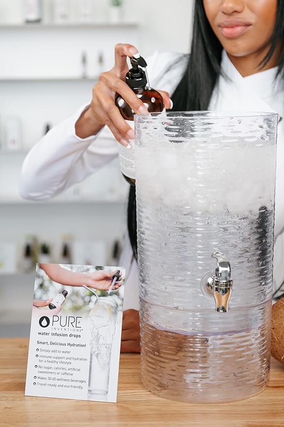 Pure Inventions - Green Tea Peach Water Infusion Drops - Antioxidants & Electrolytes - Health & Wellness Drink - Immunity Support - Sugar Free, Zero Calorie, No Artificial Sweeteners - 500 Servings