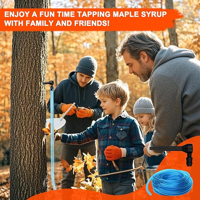 Maple Syrup Tree Tapping Kit with 120ft Reusable Food Grade Tubuing drop Lines extractors, 20 Pcs Maple Sap Taps, Maple Birch Walnut Sugaring Starter Supplies Collection Gift for Experts or Beginners