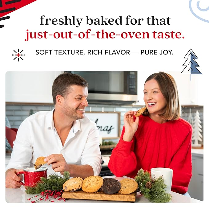 David’s Cookies Happy Holidays Assorted Cookies Gift Tin – 1lb Soft and Gourmet Christmas Cookies Tin – Freshly Baked Holiday Cookies Gift Basket - All Natural and Handmade Christmas Cookies