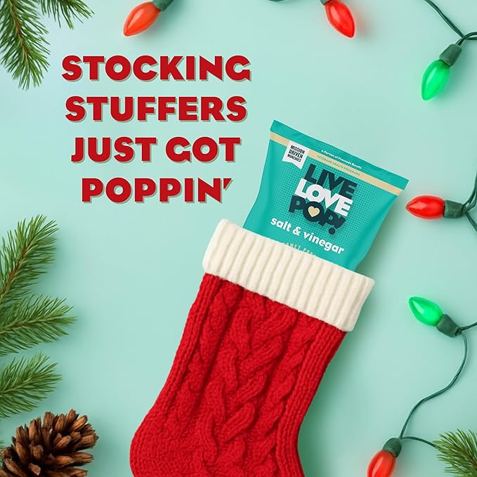 Live Love Pop Salt and Vinegar Flavored Gourmet Popcorn, 1.0 Oz (Pack of 12), Individual Snack Size Bags, Healthy Snack, Gluten Free, Vegan & Non-GMO, Mission Driven Munchies