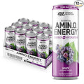 Optimum Nutrition Amino Energy Sparkling Hydration Drink, Electrolytes, Caffeine, Amino Acids, BCAAs, Sugar Free, Grape, 12 Fl Oz, 12 Pack (Packaging May Vary)