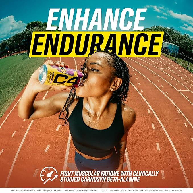 Cellucor C4 Energy Drink x Hawaiian Pineapple Popsicle, Carbonated Sugar Free Pre Workout Performance Drink with no Artificial Colors or Dyes, 16 Oz, Pack of 24