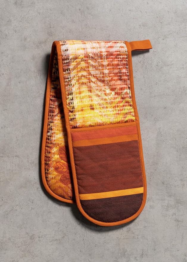 Maison d' Hermine Double Oven Mitts 100% Cotton 7"x35" Double Oven Mitt Heat Resistant BBQ Cooking Gloves with Loop, Baking, Grilling, Home, Kitchen, Handling Hot Pans (Thanksgiving Tartan)