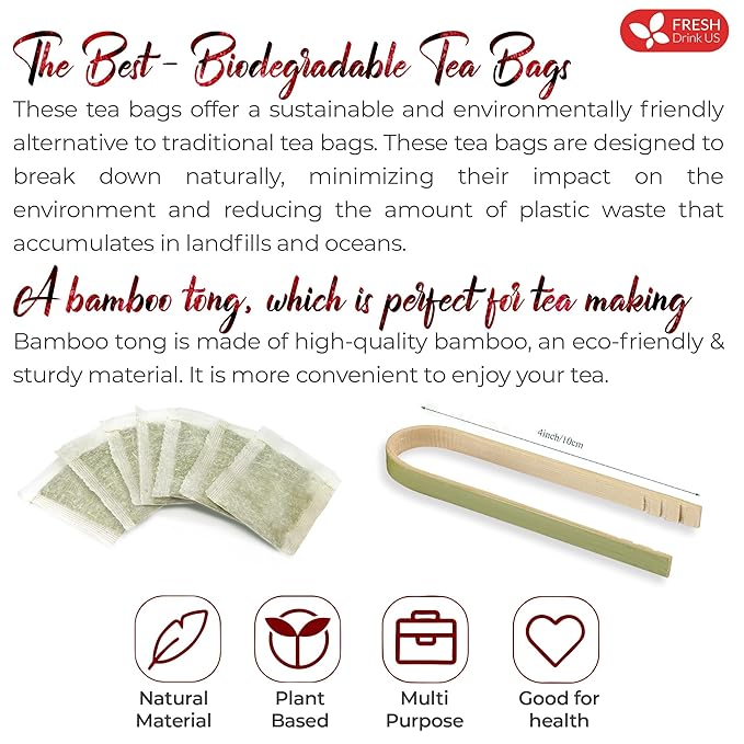 FreshDrinkUS, Premium 235 Hibiscus Flowers Tea Bags, 100% Natural, Pure from Hibiscus Flowers. Loose Flower Herbal Tea. No Sugar, No Caffeine, No Gluten, Vegan.