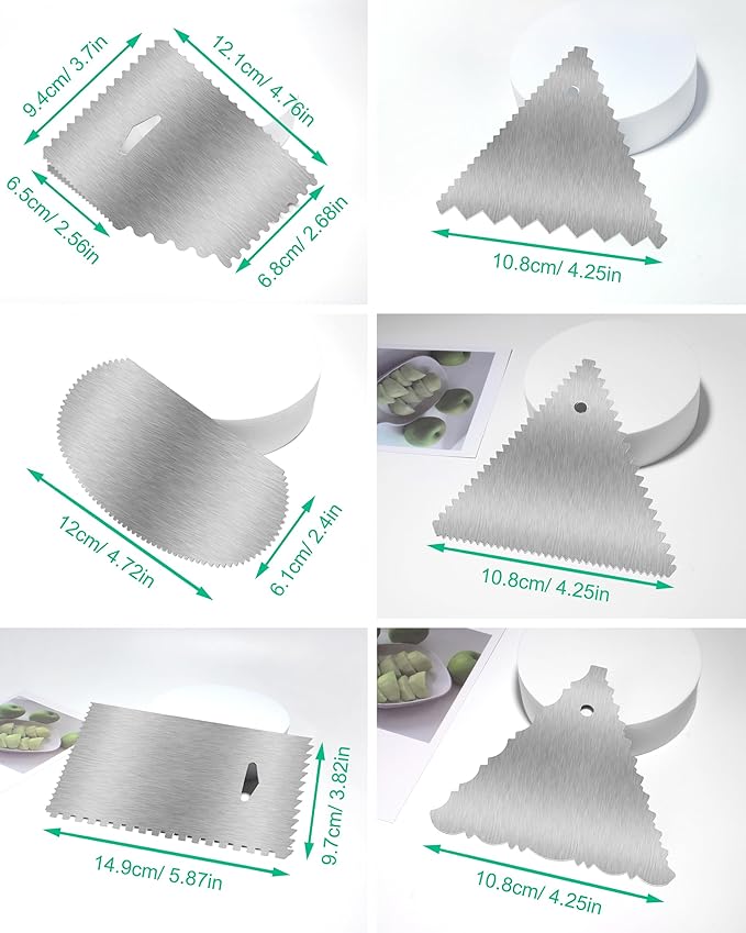 New 6pcs Cake Scraper 430 stainless Decorating Comb and Icing Smoother