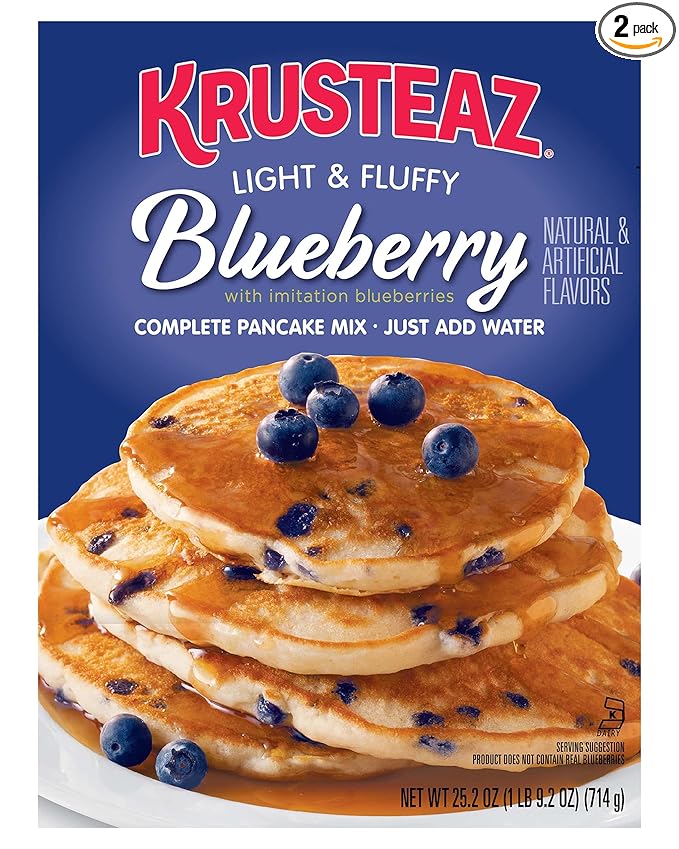 Krusteaz Light & Fluffy Complete Pancake Mix, Blueberry 25.2 Ounce (Pack of 2)