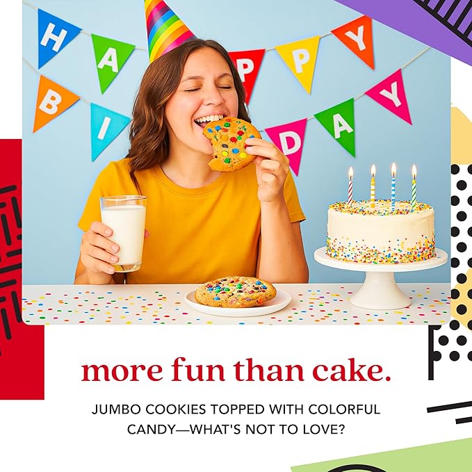 David's Cookies Fresh Baked Decadent Jumbo Birthday Gourmet Cookies – 2lb Gift Basket Tin with 8 Large Birthday Cookies – Bakery-Style Soft and Chewy Dessert for Birthdays, Holidays, Thank You Gifts