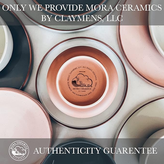 Mora Ceramic Flat Bowls Set of 4-25 oz- For Soup, Salad, Rice, Cereal, Breakfast, Dinner, Serving, Oatmeal, etc - Microwave, Dishwasher and Oven Safe Porcelain Bowl for Eating and Kitchen - Vanilla
