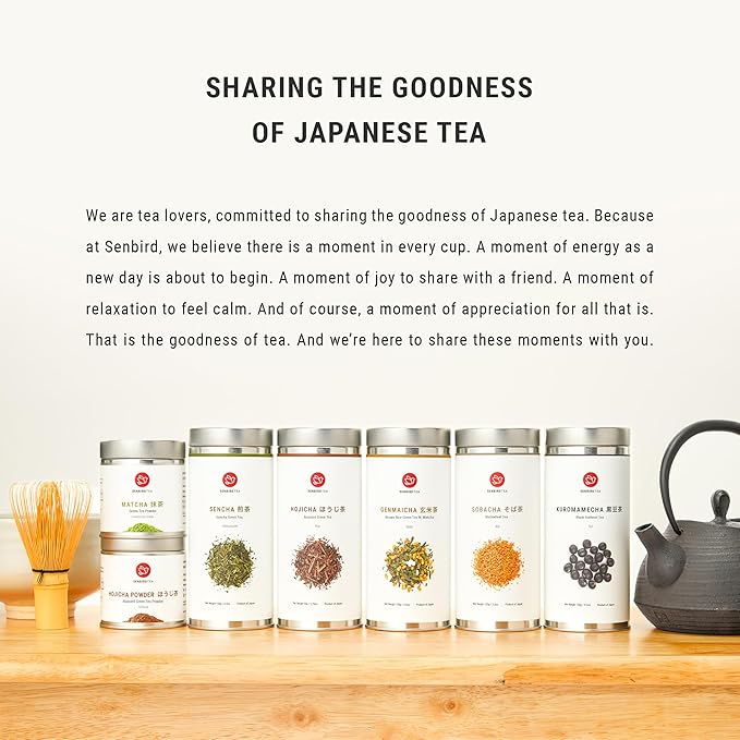 Senbird Premium Hojicha Powder - Japanese Roasted Matcha from Kyoto, Japan - Tea Powder in Airtight Tin (1.06oz/30g)