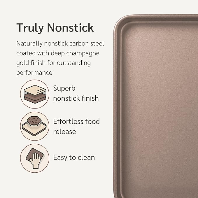 Nonstick Non-Toxic 18-inch Half Baking Sheet 2-Pack | Premium Extra Thick Sheet Pan | Warp Resistant Large Cookie Sheet