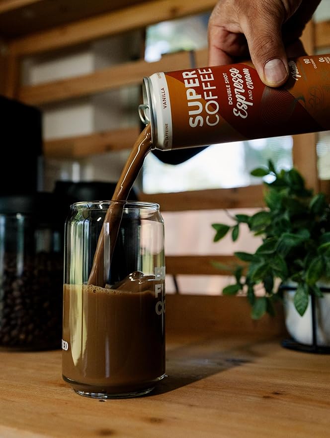 SUPER COFFEE Espresso, Iced Keto Coffee (0g Added Sugar, 10 Calories) [Triple Shot Black] 11 Fl Oz, 12 Pack | Cold Brew, Smart Coffee Drinks - SoyFree GlutenFree