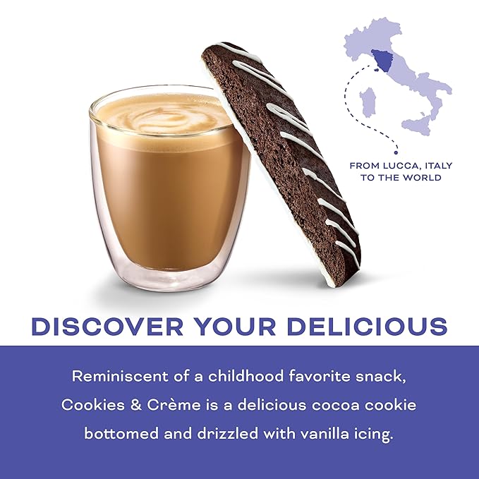 Nonni's Cookies & Crème Biscotti, Rich Dark Cocoa Cookie with Vanilla Icing, 8 Individually Wrapped Bakery Snacks, 6.88 oz