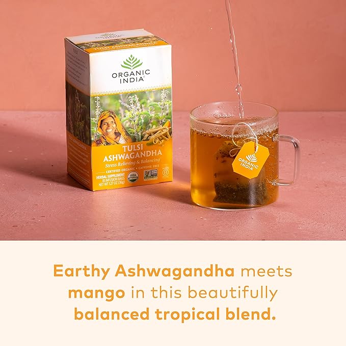 ORGANIC INDIA Iced Tulsi Tea Bags Variety Pack - Assorted Tea, Holy Basil, Ashwaganda, Sleep, Honey Chamomile - Adaptogen, Vegan, USDA Certified Organic, Non-GMO - 18 Infusion Bags per Box (Pack of 3)