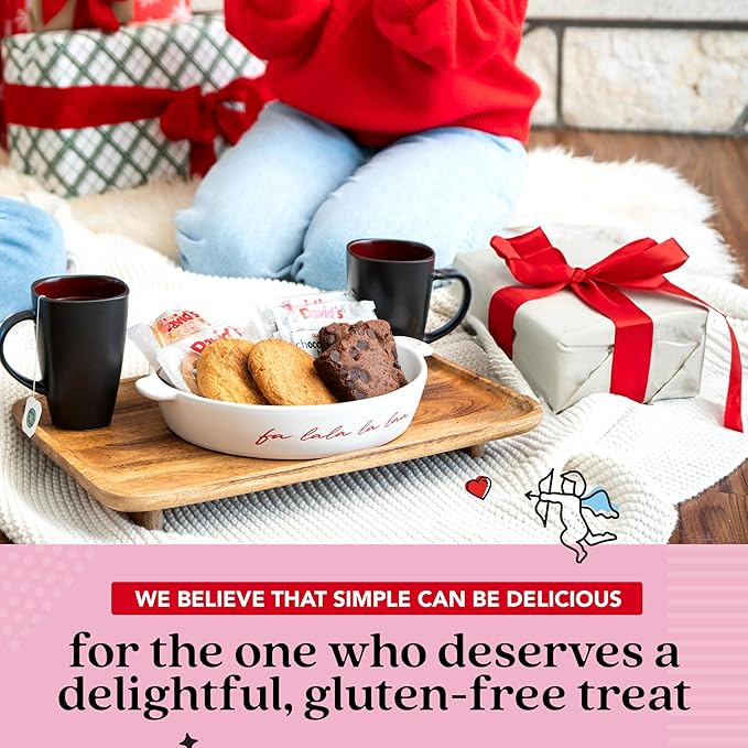 David’s Cookies Gluten-Free Cookies and Brownies in Love Sweet Sampler Tin - Chocolate Chip Cookies and Brownies in a Beautiful Love-Themed Tin – Gourmet Food Gift for Her, Him