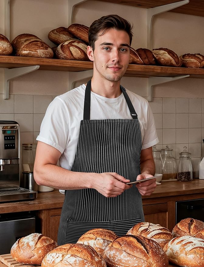 2 Pack Kitchen Cooking Aprons, Soft Aprons for Women Men with 2 Pockets Chef Apron with Adjustable Neck Strap and Long Tie