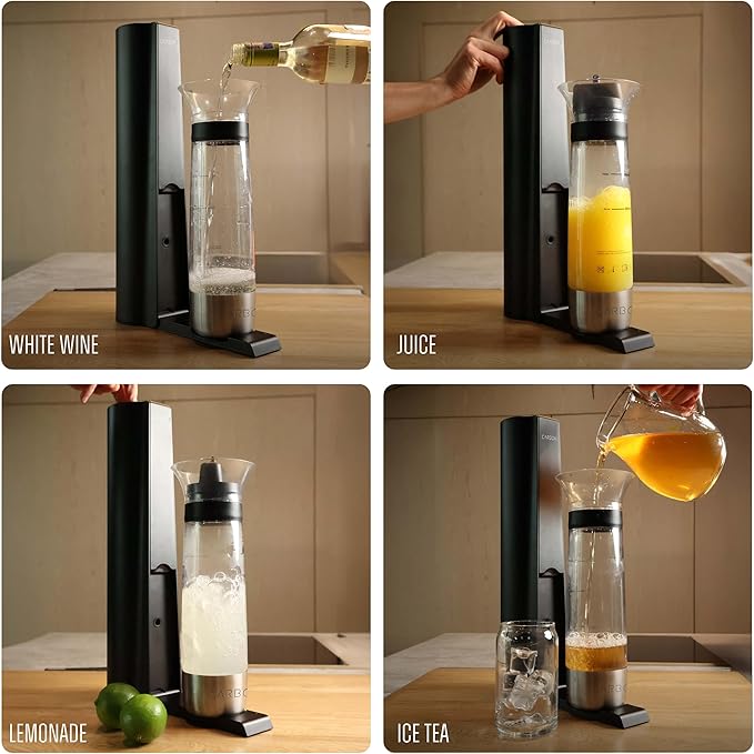 The Carbon8 Pulse Soda Maker Machine, Premium OmniFizz Sparkling Water Maker, Seltzer & More, Soda Stream Machine for Home, Water Carbonator, Fizz Infuser (CO2 Cylinder Not Included), Black