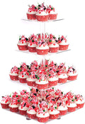 YestBuy 4 Tier Acrylic Cupcake Stand with Base, Cake Stand, Premium Cupcake Holder, Acrylic Cupcake Tower Display Cady Bar Party Décor – Display for Pastry (6" Between 2 Layers)…