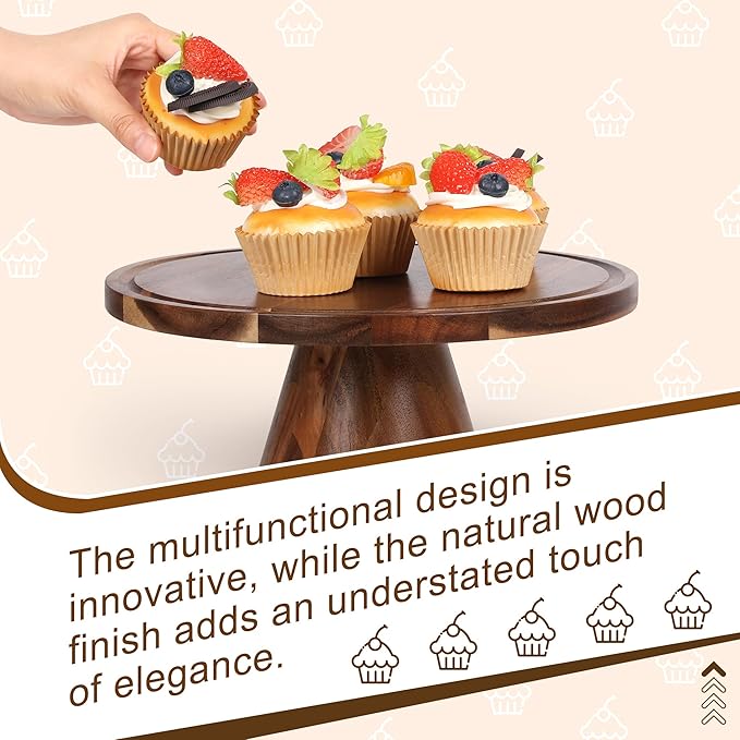 Bellsal Acacia Wood Cake Stand with Clear Acrylic Lid Dome Cover, 12in Cake Plate with Dome, Cake Display Stand with Cover, Cake Holder for Baking Gifts, Birthday Kitchen Party, Wedding