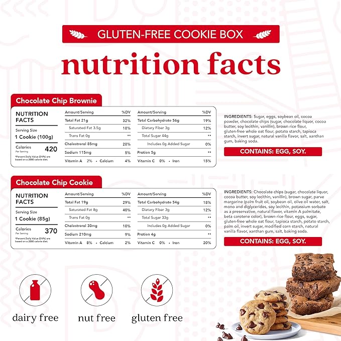 David's Cookies Gluten-Free Chocolate Chip Cookies and Brownies - Gourmet Bakery Desserts Ideal for a Delightful Food Gift for Family and Friends