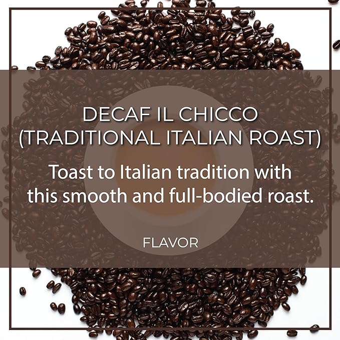 The Bean Organic Coffee Company Water Processed DECAF IL Chicco (Traditional Italian Roast), Dark Roast, Ground Coffee, 16-Ounce Bags (Pack of 2), Café Molido Tostado Orgánico descafeinado