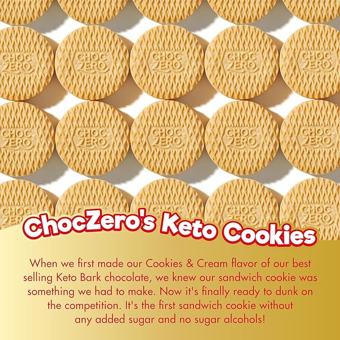 ChocZero Gluten-Free Vanilla Sandwich Cookies with Creme - Low Sugar, Keto Friendly Dunkies (1 Box, 9oz)