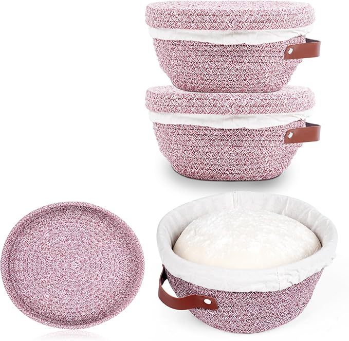 Stackable Cotton Banneton Proofing Basket Set– 2 x 10 inch Round Bread Basket, Sourdough Baking Tools for Artisan Bread Makers