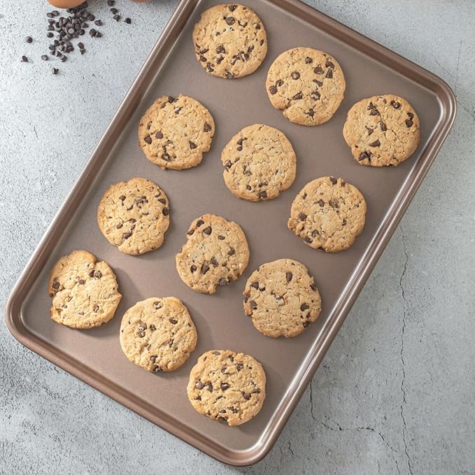 Nonstick Non-Toxic 18-inch Half Baking Sheet 2-Pack | Premium Extra Thick Sheet Pan | Warp Resistant Large Cookie Sheet