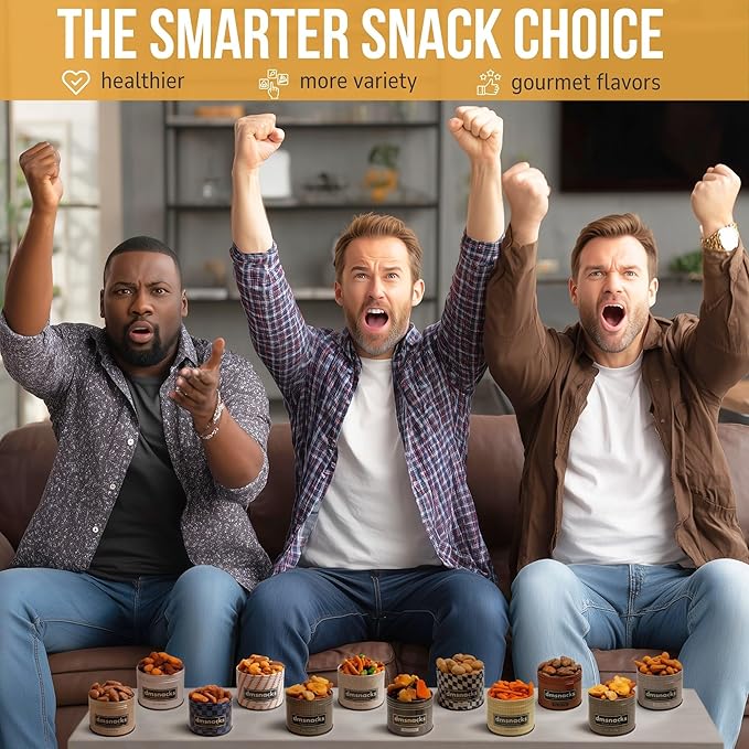 Snack Box Gift Basket, Birthday Gift for Men, Women, Food Care Package, Unique Tins of Assorted Nuts, Snacks in Stunning Case - Treat for Men, Women, Dad, Friends, Family