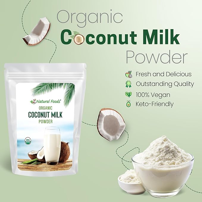 Z Natural Foods Organic Coconut Milk Powder - All-Natural Vegan Dairy-Free Alternative with MCTs - Unsweetened Coconut Creamer for Coffee & Smoothies - Gluten-Free, Non-GMO, 33 lbs